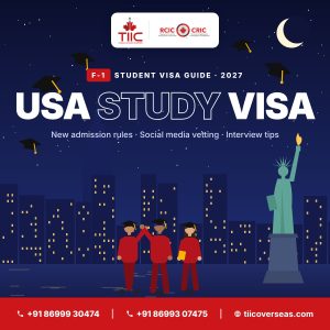 USA F-1 study visa 2027 guide by TIIC Overseas, study visa consultants in Chandigarh – graduates under the New York skyline with the Statue of Liberty